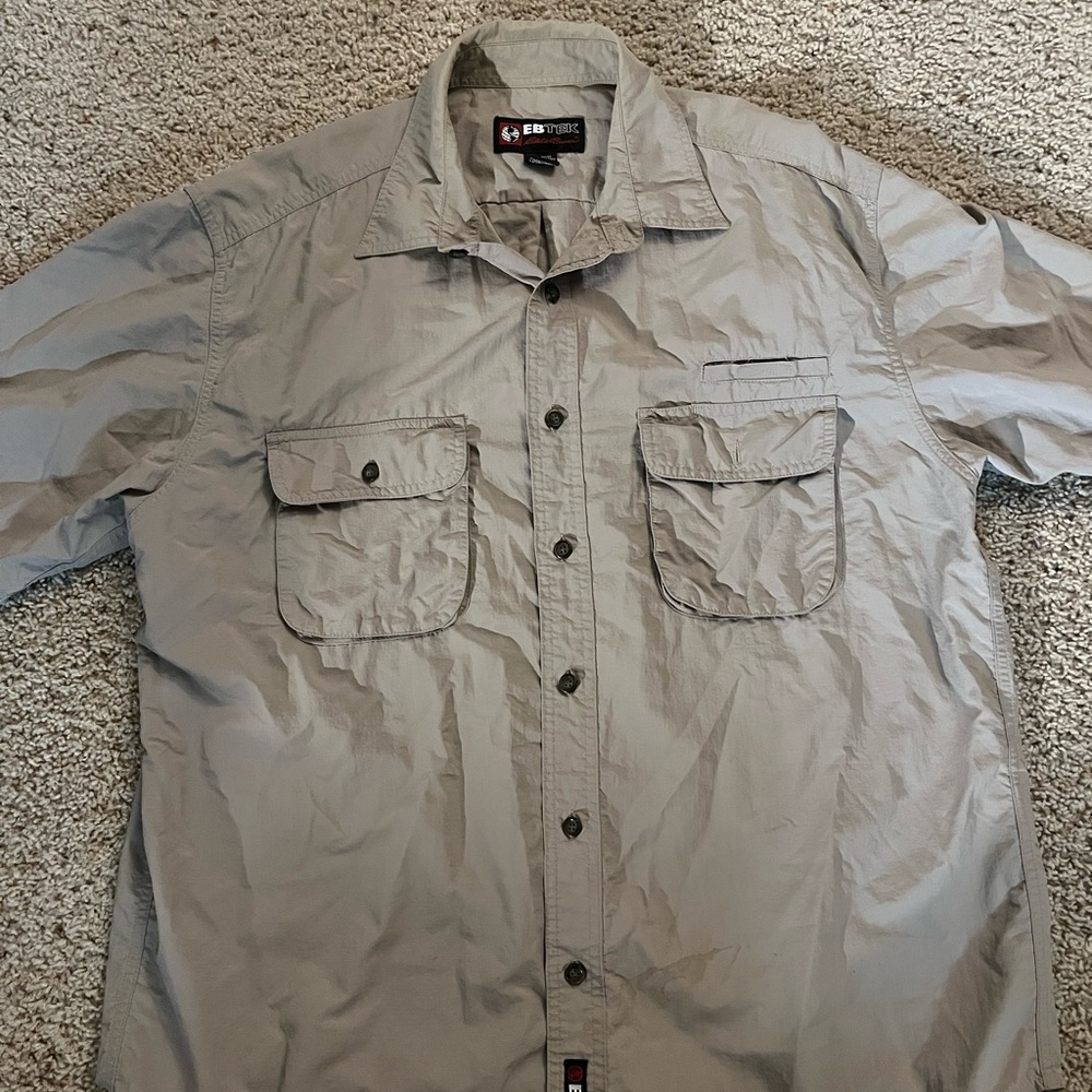 Vintage Eddie Bauer EBTEK Men’s Tan Button-Up Shirt